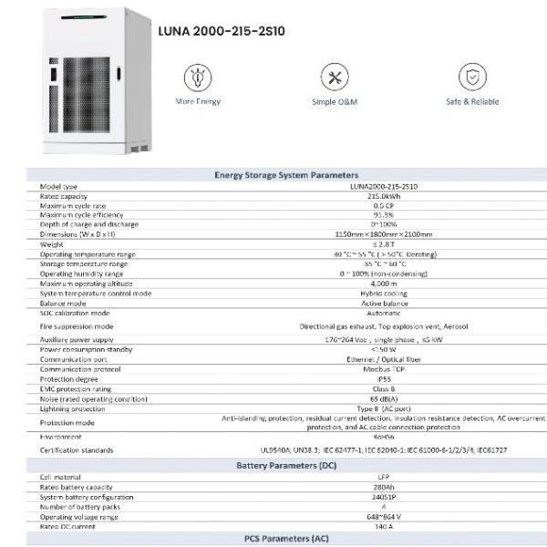 C & I Smart String 215kWh Hybrid Cooling ESS