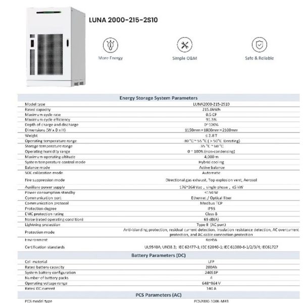 C & I Smart String 215kWh Hybrid Cooling ESS (LUNA 2000-215-2S10)